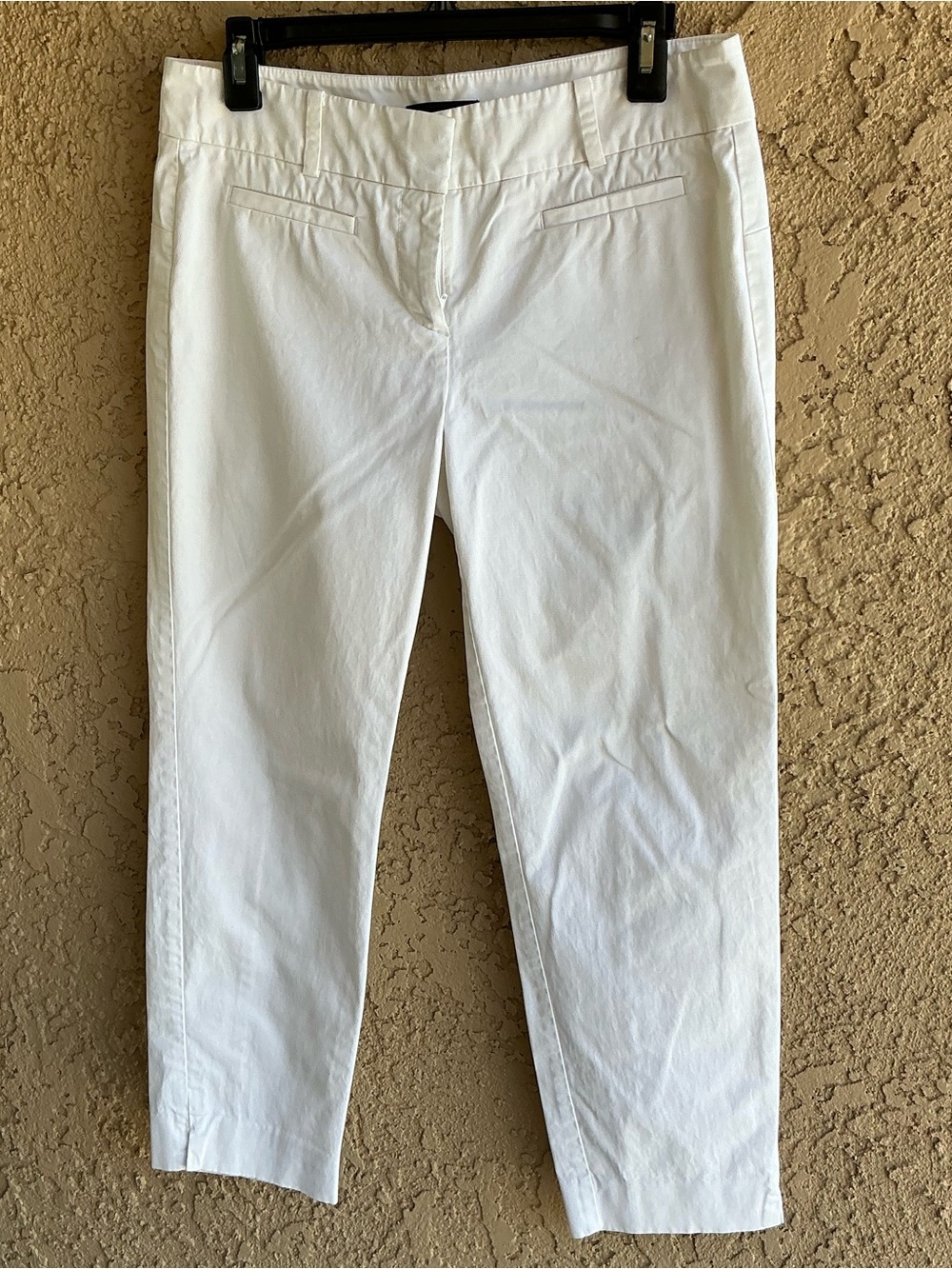Ann Taylor Devin Cropped Pants White Mid Rise Stretch Slim Leg Size 4